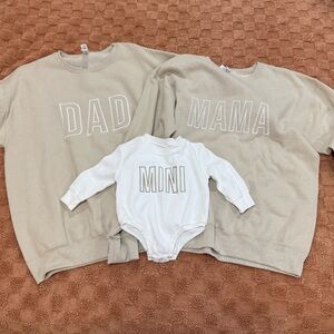 Jerzees Beige and White Family Sweatshirt Set